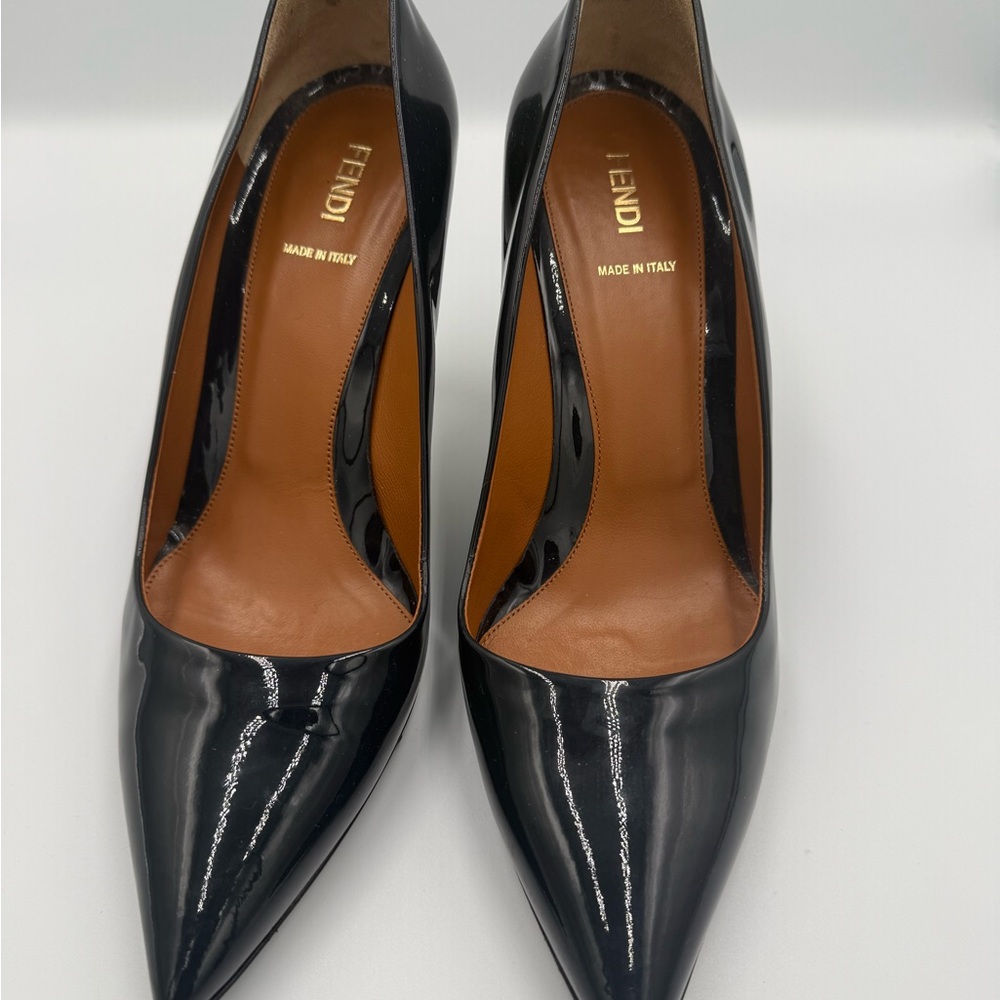 Fendi Women's Navy Blue Patent Leather Pumps